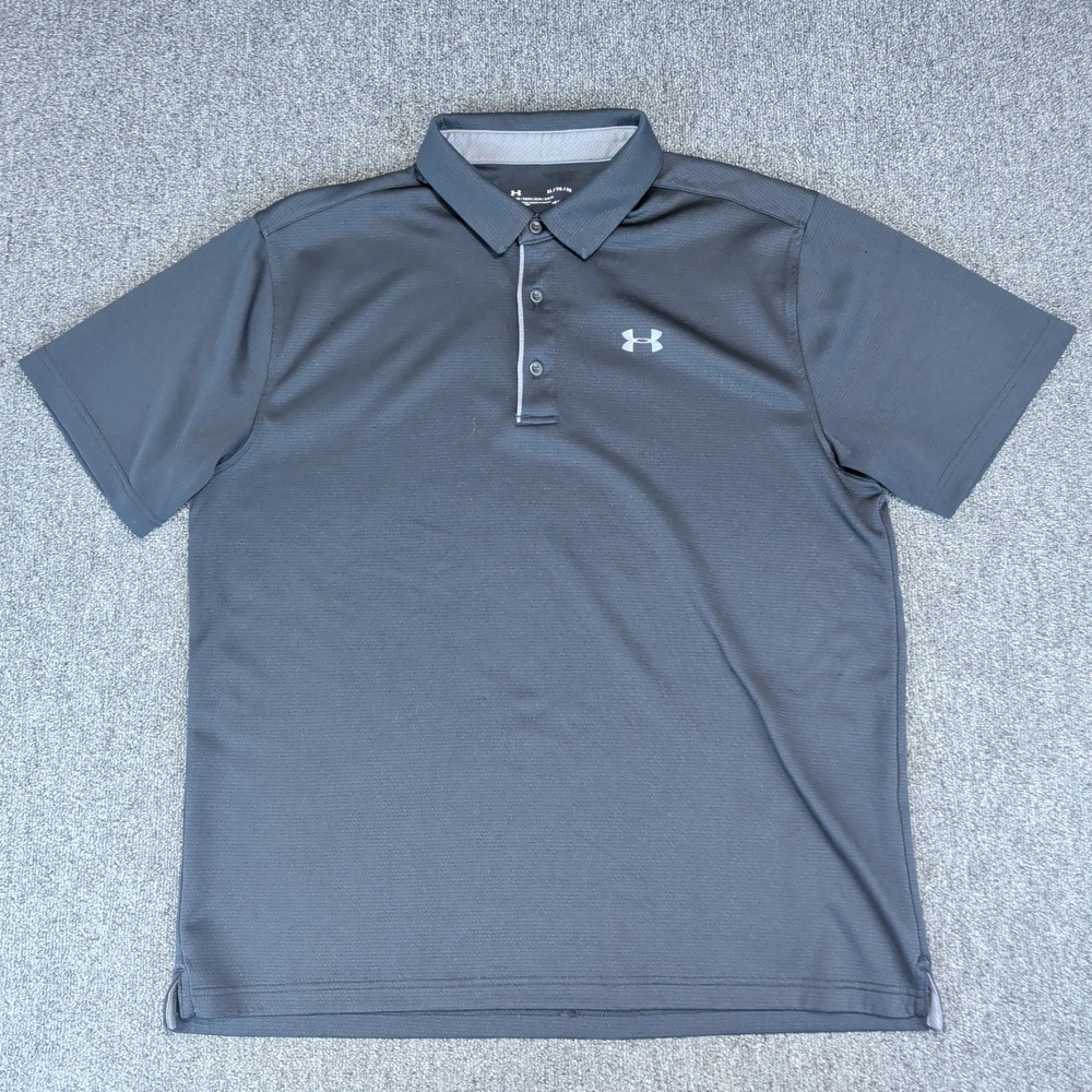 Under Armour Modern‎ HeatGear Golf Polo Shirt Mens XL Black Performance Athletic